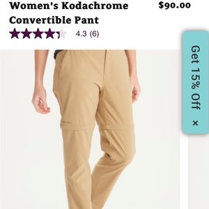 Marmot NWOT size 4 XS convertible hiking pants